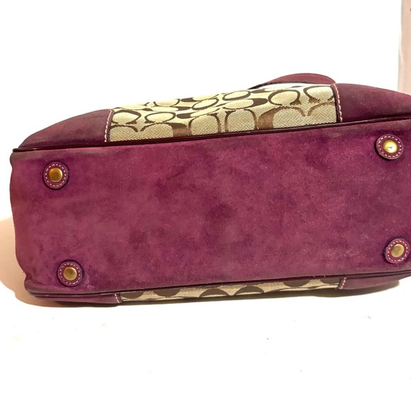Coach vintage Signature Canvas / leather suede Shoulder Bag - Pink and Tan - Picture 3 of 12